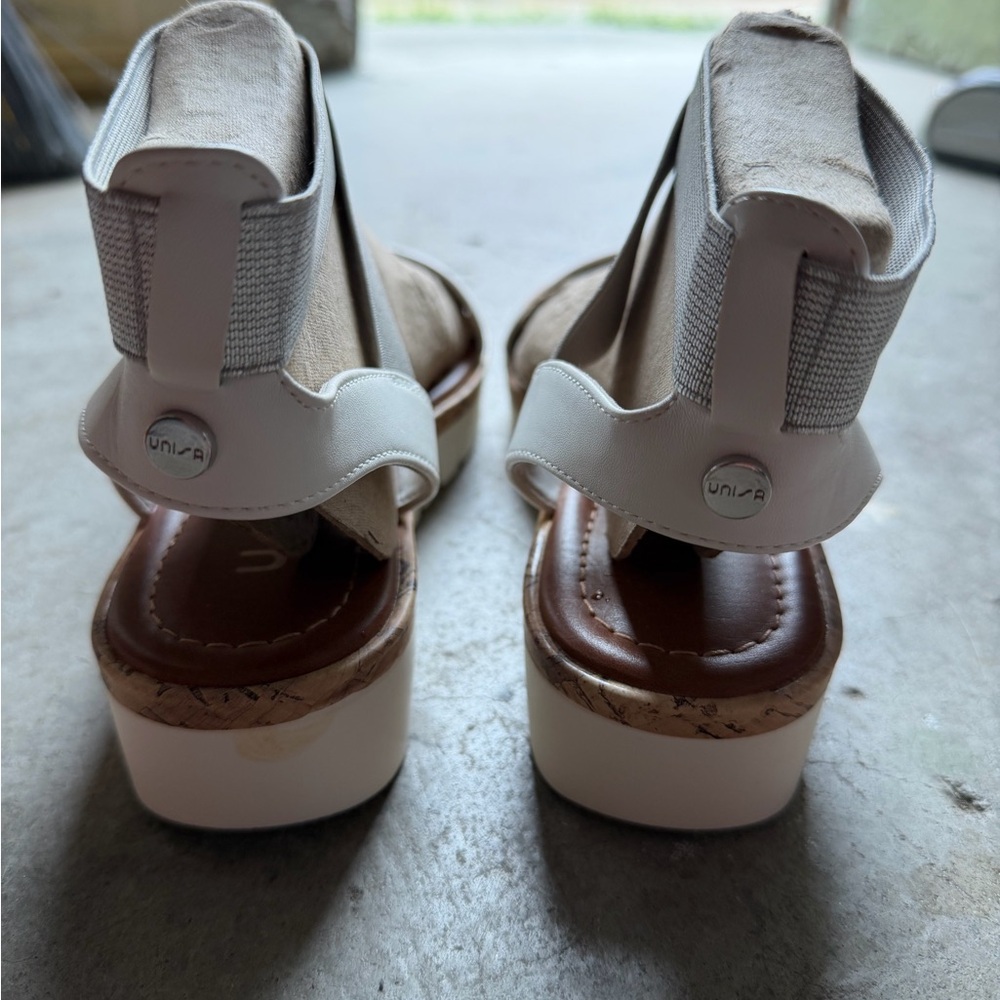 Unisa silver and white ankle straps and Tan Platform Sandals - Picture 5 of 7